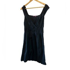 SMART SET Black Cotton Mid Length Lightweight Casual Sun Dress